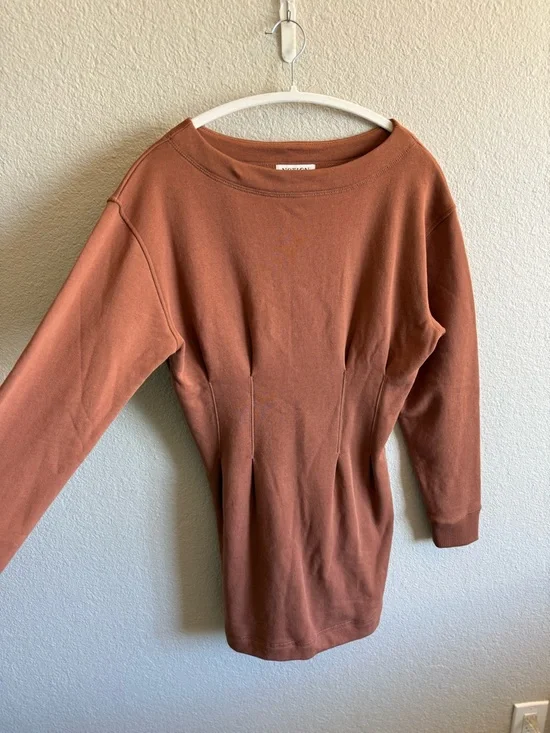 Nation Los Angeles Ronni Mini Dress in Tobacco Brown 100% Cotton Fitted Small - Picture 5 of 8